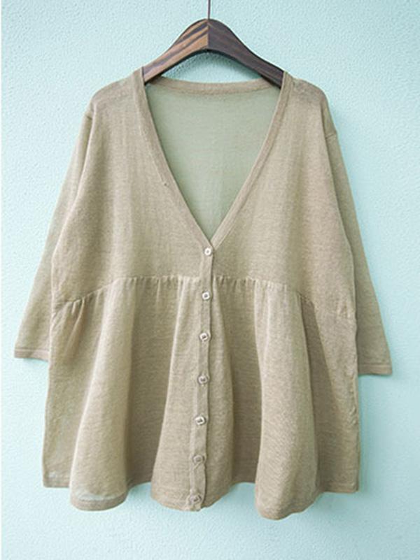 Linen Solid Sunscreen Knitting Outwears