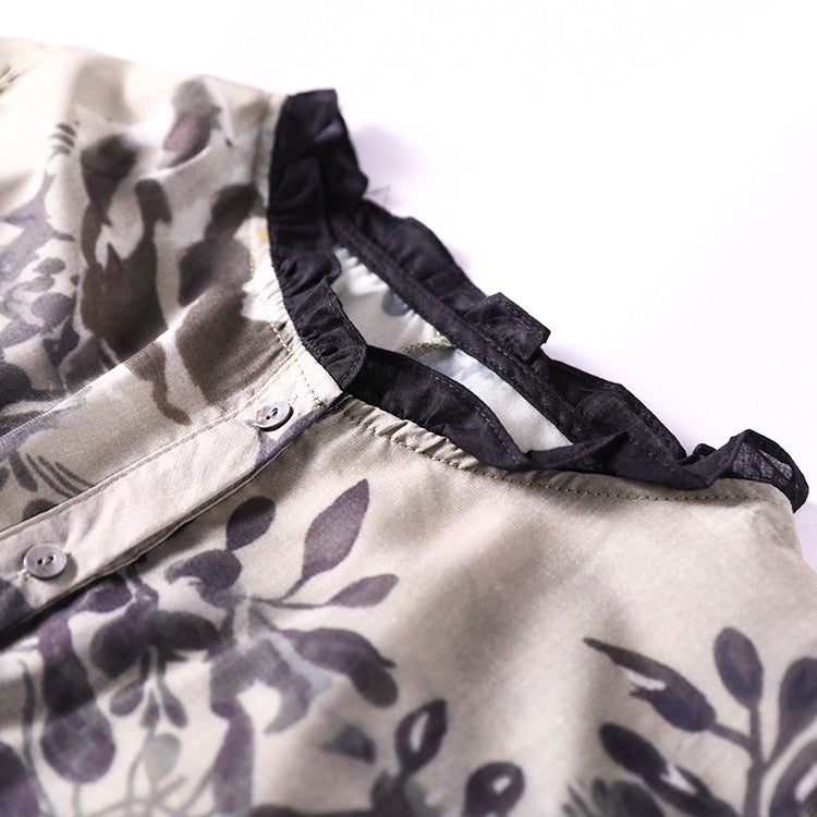 Lightweight Printed Sunscreen Loose Raglan Sleeve Shirt