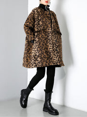 Women Leopard Print Casual Loose Coat