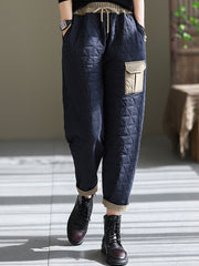 Retro  Splicing Pocket Loose Cotton Pants