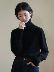 Retro Loose Solid Color High-Neck Sweater