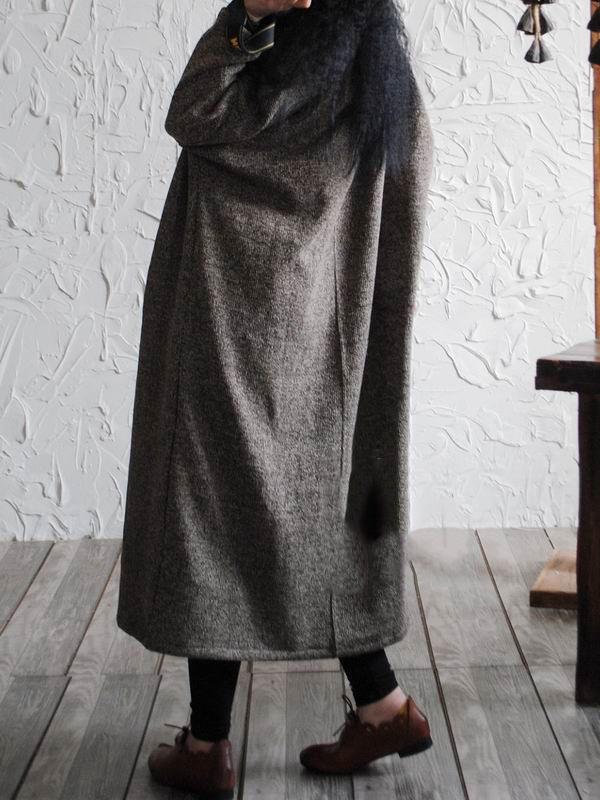 Retro Split-joint Woolen Long Outwear