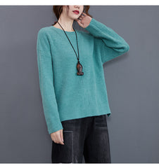 Women Simple Solid Color Knitted Sweater