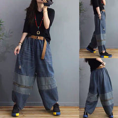 Loose Patchwork Loose Jeans Pants