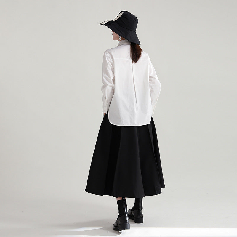 Original Design Lace-Up Splicing Shirt