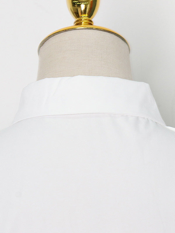 Irregular Solid Color Single-Breasted Lapel Shirt