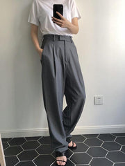 Comfortable Loose Grey Empire Suit Pants