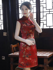 Two Pieces Flower Print Split-side Short Cheongsam