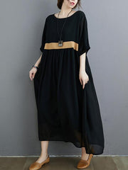 Loose Waist-High Thin A-Line Cotton Dress