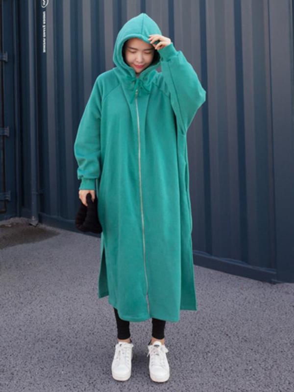 Loose Warm Long Hooded Outwear