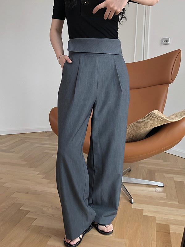 Solid Color Loose Empire Wide Leg Pants