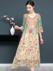 Retro Silk Soft Long Dress