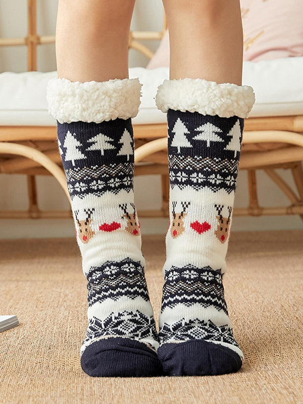 Lovely Christmas Jacquard Warmer Knitted Slipper Sock