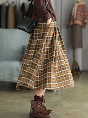 Vintage Plaid Loose Skirt