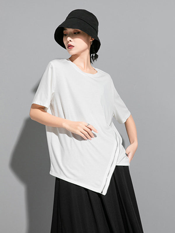 Original Asymmetric Zipper T-Shirts Tops