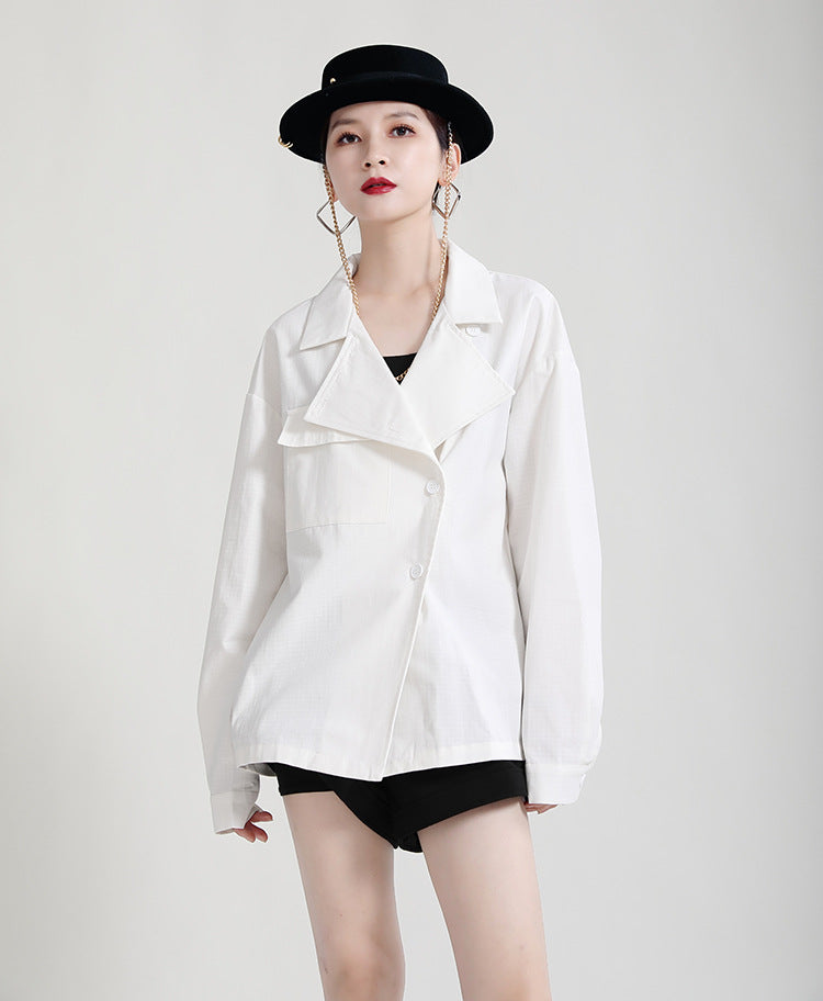 Casual Lapel Collar Irregular Design Long Sleeve Shirt