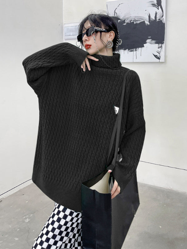 Loose Solid Color Thicken High-Neck Sweater