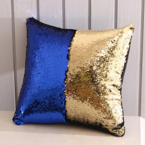 Sequined Color Contrast Square Pillow Case