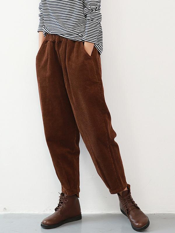 3 Colors Corduroy Pocket Harem Pants