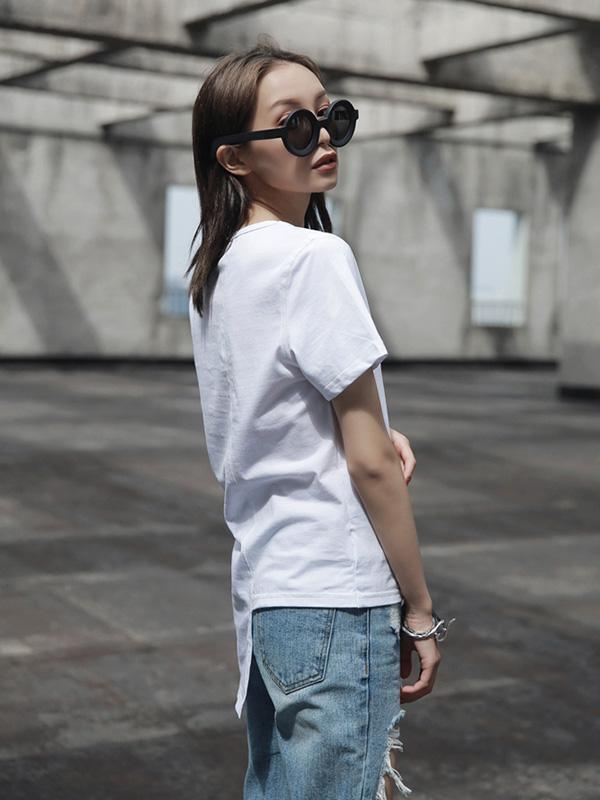 Fashion Simple Solid Irregular T-Shirt