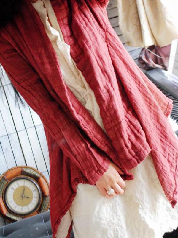 Casual Vintage Linen Outwear