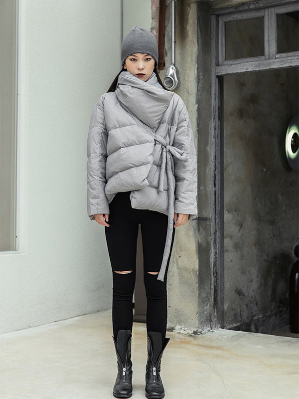 Simple  Solid Color High-Neck Down Jacket