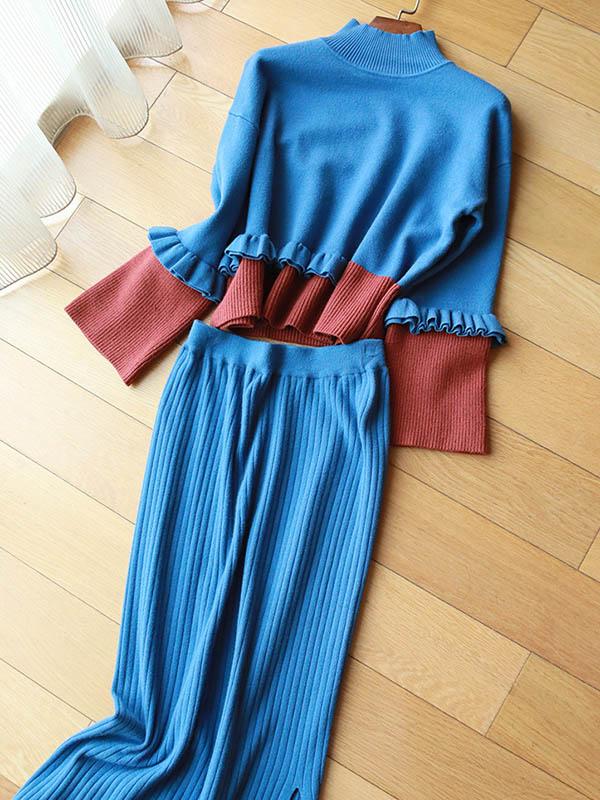 Casual Graceful Split-Joint Knitting Suits