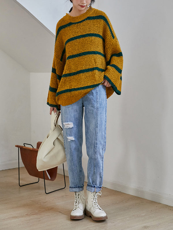 Vintage Loose Striped Knitting Sweater