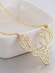 Women Elk Simple Hollow Clavicle Necklace