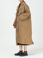 Vintage Plaid Lapel  Thick Coat