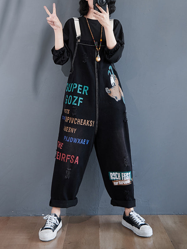 Women Print Suspender Jumpsuit Jeans