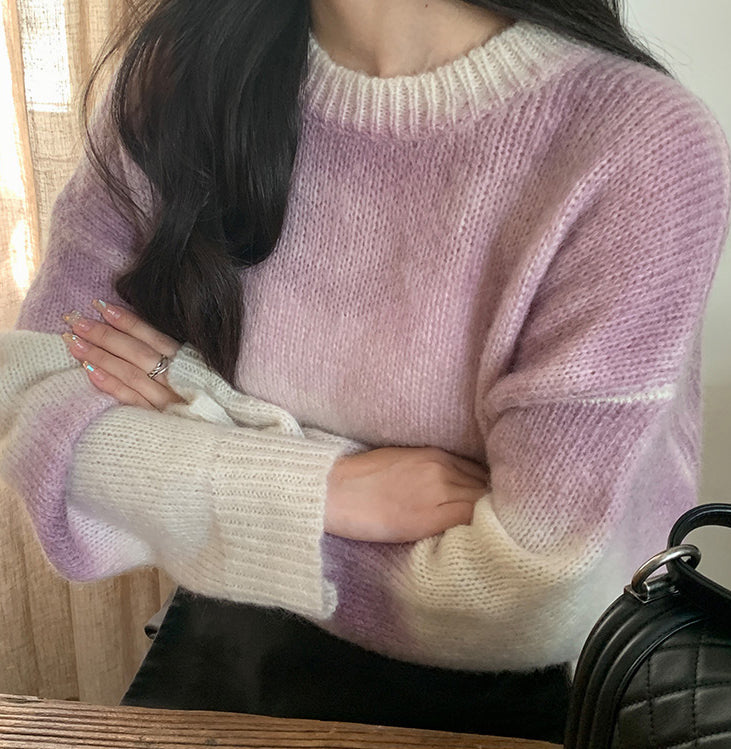 A Casual Crew-Neck Gradient Sweater