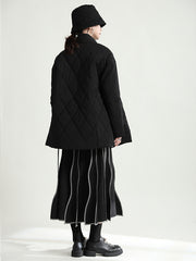 Casual Lozenge Latched Fastener Coat