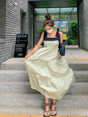 Square Collar Wash Water Denim Dress