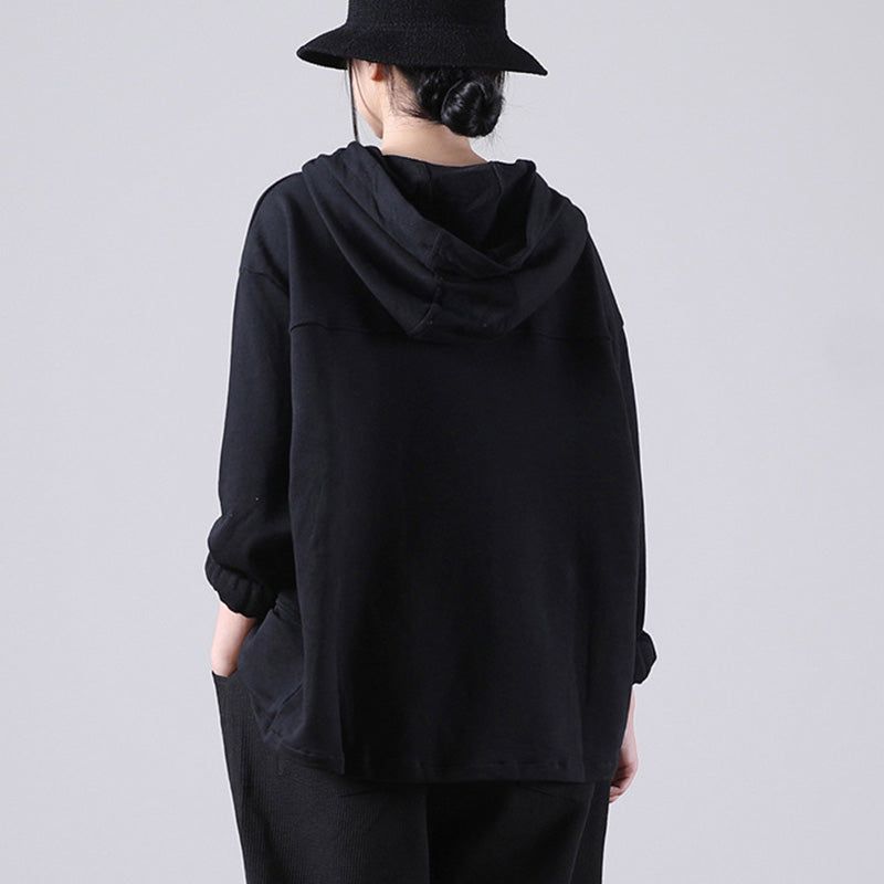 Loose Hooded Splicing Long Sleeve Sweatshirt