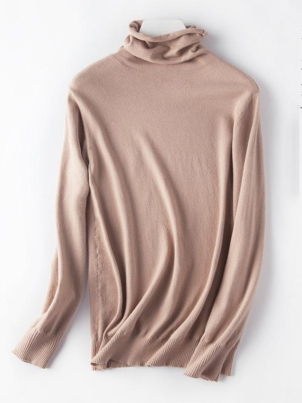 Solid Color High Collar Knitting Sweater