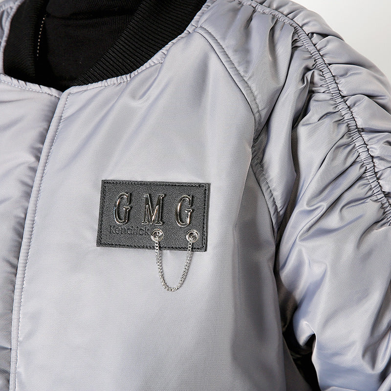 Loose Solid Color Zipper Cotton Outwear