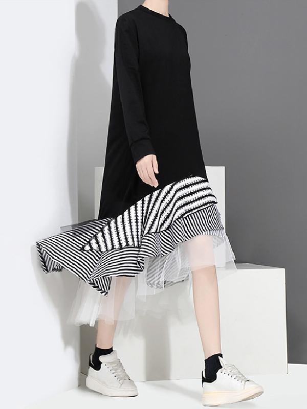 Fashion Chiffon Falbala Midi Dress