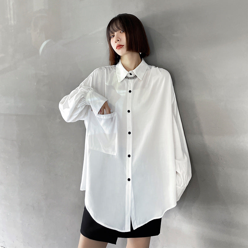 Casual Loose Irregular Solid Color Shirt