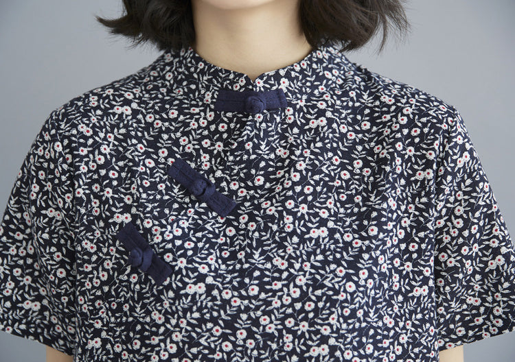 Retro Printd Short Sleeve Midi Dress