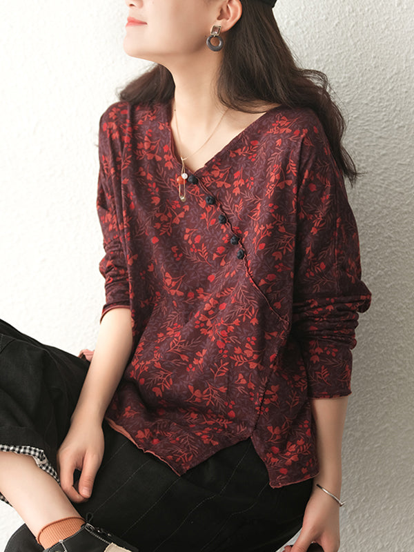 Retro Plate Button Slash Irregular T-Shirt