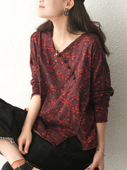 Retro Plate Button Slash Irregular T-Shirt