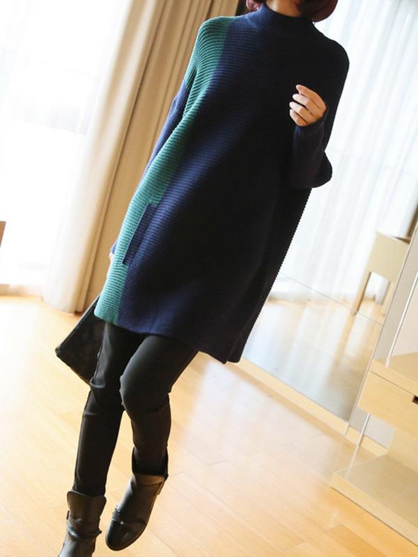 Casual Split-Joint Knitting Long Sweater