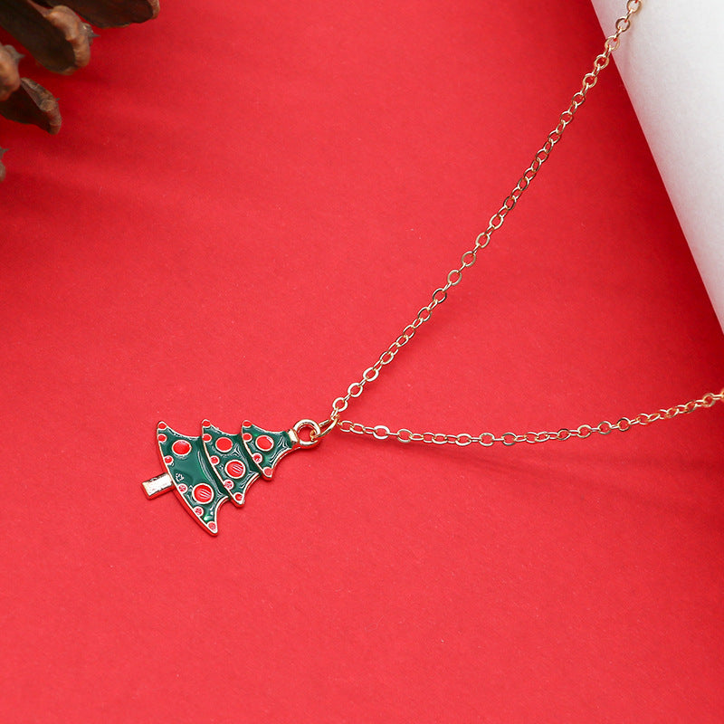 Women Christmas Tree Santa Pendant Clavicle Necklace