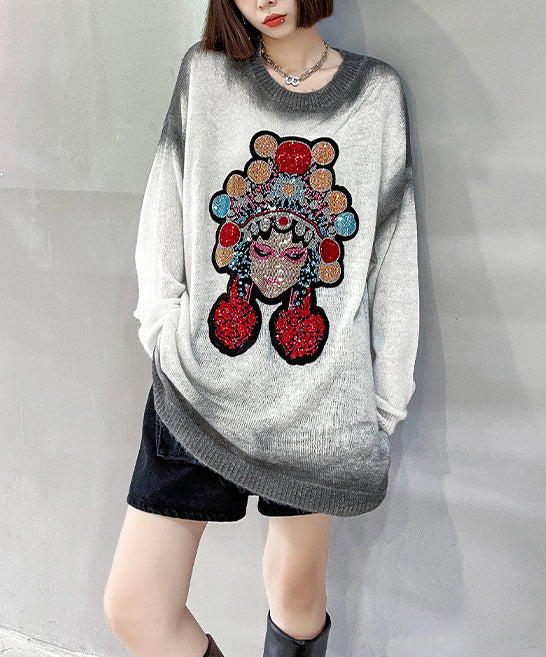 Loose Long Sleeve Casual Gradient Sweater