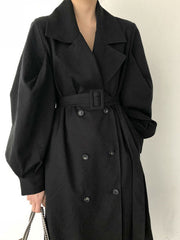 Chic Solid Puff Sleeve Coat