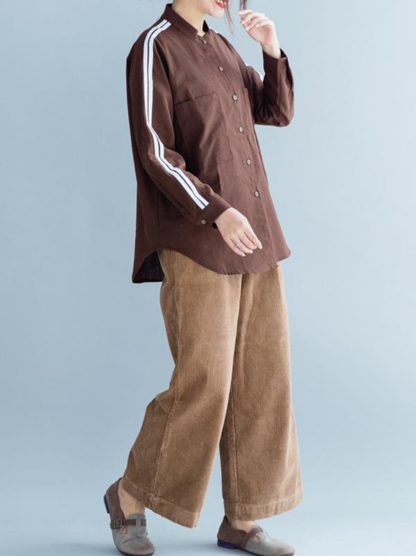 Loose Strip Cropped Shirt
