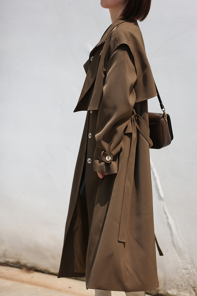 Windbreaker 2-Piece Suit Temperament Loose Belted Jacket