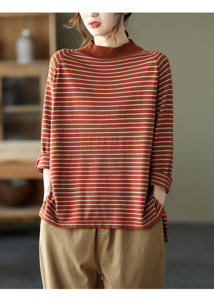 Striped Half Neck Sweater