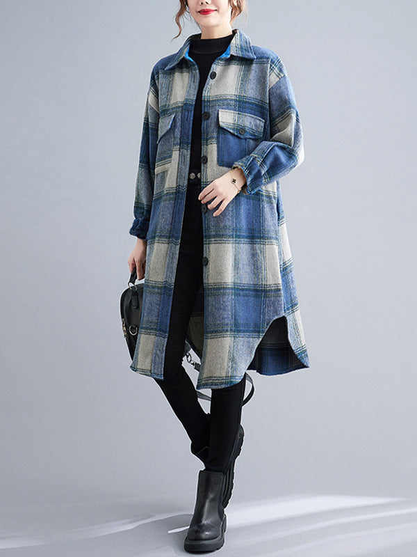 Retro Loose Plaid Lapel Shirt